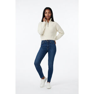 Women's Arizona Jean Co Off-White Quarter-Zip Cropped Sweater Med Mock Neck Cozy